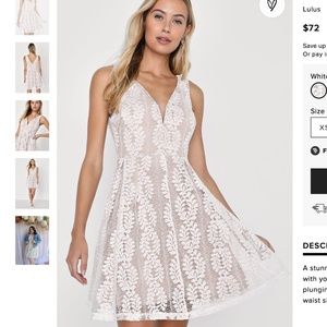 Lulu's - All of My Heart White Lace Skater Dress